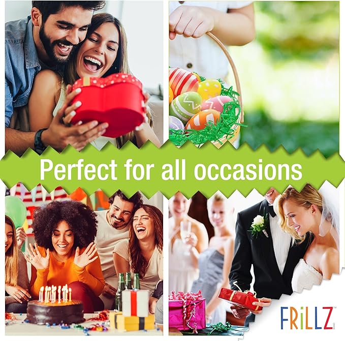 FRILLZ Crinkle Cut Paper Shred Filler for Baskets, Gifts, Packing and Protecting your Halloween, Fall Festival, Birthday and other events (1 pound, Orange)