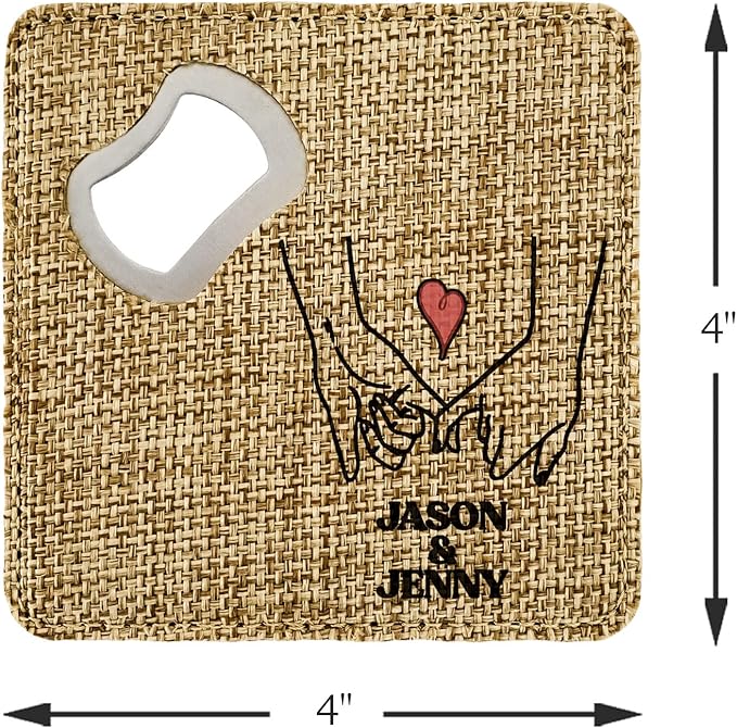 Smile Art Design Family Couple Names Custom Coaster Bottle Opener Burlap Material Personalized Prints Personalized Gifts Christmas House Warming for her him Valentine's Day Gift Style8