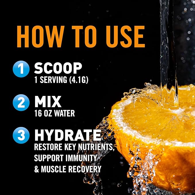 Body Fortress Electrolyte Powder Orange Tangerine - Rapid Hydration Drink Mix with 6 Essential Electrolytes & 3 B Vitamins - Sugar Free, Keto Friendly, No Color Added, Clear Hydration - 30 Servings