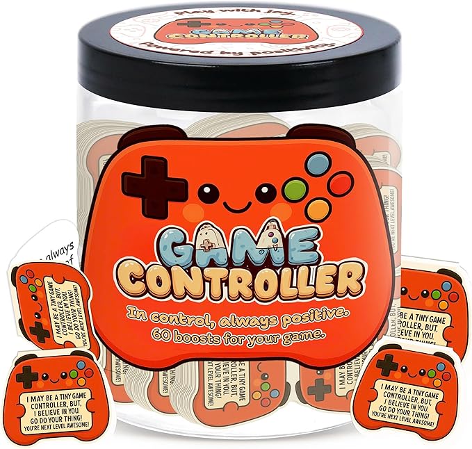 Positive Game Controller Jar With 60 Affirmation Cards – Gamer Gifts For Teen Boys, Emotional Support Game Controller, Husband - Dad Birthday Gift, Game Controller Gift For Son