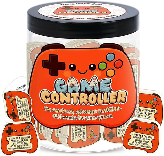 Positive Game Controller Jar With 60 Affirmation Cards – Gamer Gifts For Teen Boys, Emotional Support Game Controller, Husband - Dad Birthday Gift, Game Controller Gift For Son