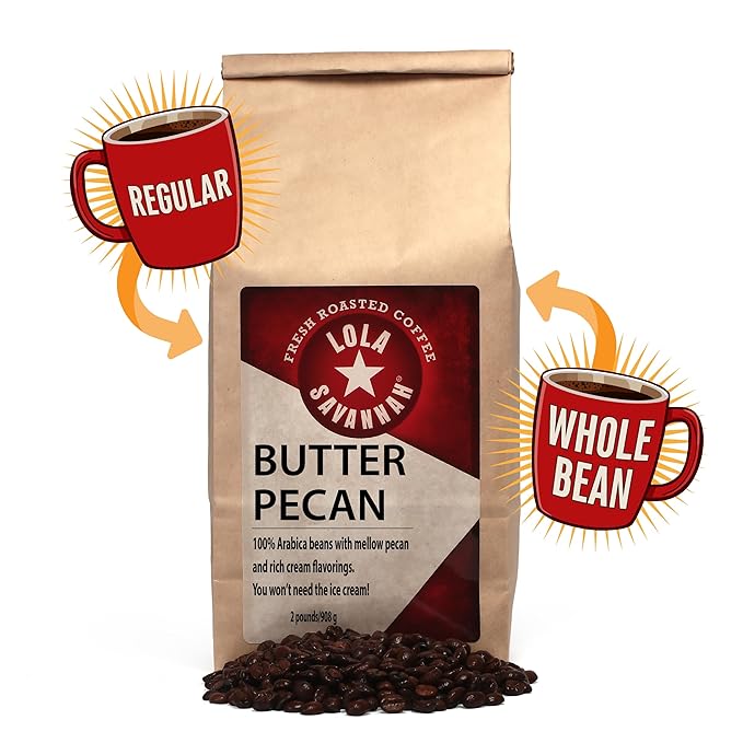 Lola Savannah Butter Pecan Whole Bean Caffeinated Coffee, 2lb
