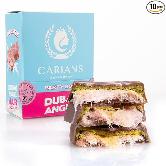 Carians Angel Hair Pomegranate Cotton Candy, Dubai Chocolate Candy with Pistachio and Kunafa, 10 Individually Wrapped Chocolate, Great for Gift Giving, Anniversary, Thanksgiving, Christmas