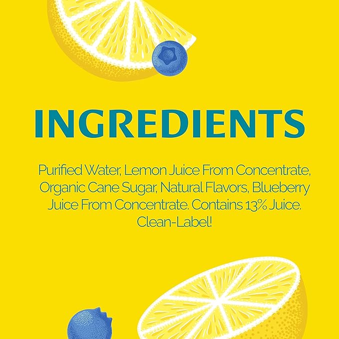 Lemonati Sparkling Lemonade, No Artificial Sweeteners or Flavoring, Gluten-Free, Kosher, Non-GMO, Vegan, 12 Fl Oz Slim Cans (12 Fl Oz (Pack of 24), Blueberry Lemonade)