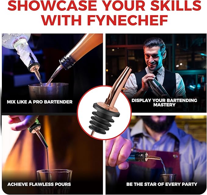 48 Pack Stainless Steel Bottle Pourers for Alcohol, Liquor, and Wine - Bar Accessories, Spouts for Bottles and Dispensers (rose gold)