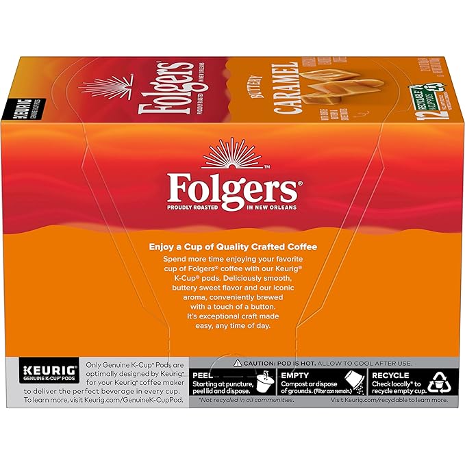 Folgers Buttery Caramel Flavored Coffee, 72 Keurig K-Cup Pods