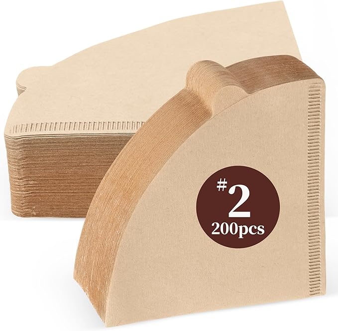 FsLvniu Coffee Filters, Size 02 Unbleached Coffee Filters, 200 Count Disposable Natural Paper Filters 2-4 Cup, 02 Cone For Pour Over and Drip Coffee Maker