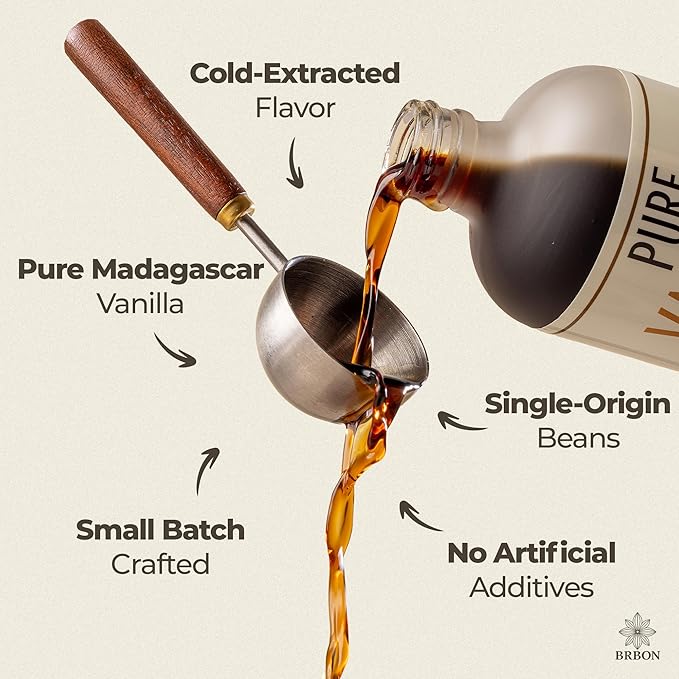 BRBON 4oz Pure Vanilla Extract | Made from Premium Madagascar Bourbon Vanilla Beans | Pure Extract Perfect for Baking, Cooking & Desserts | Non-GMO, Gluten-Free, Vegan & Kosher | 4oz. Bottle
