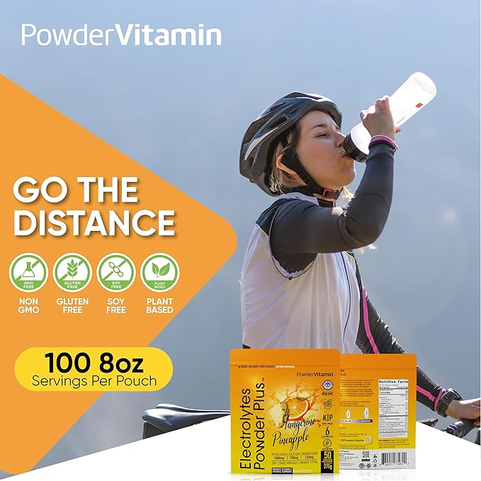 PowderVitamin Electrolytes Powder Plus (50 Servings) Tangerine Pineapple Electrolyte Powder 0 Calorie Keto, 0 Sugar, No Maltodextrin,1000mg Potassium,120mg Calcium,120mg Magnesium, Hydration Powder