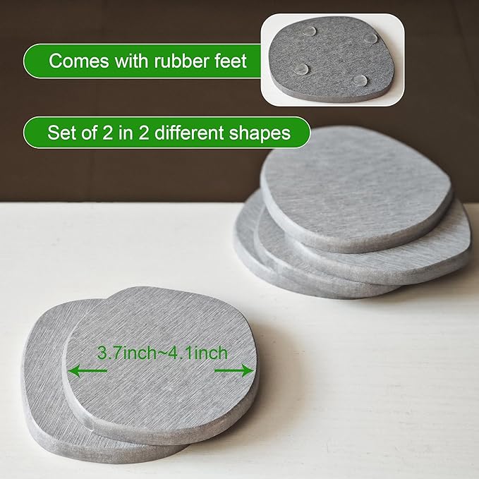 Diatomaceous Earth Coasters Set of 2 for Drinks, Moisture Water Absorbent Stone Coasters for Table Desk at Work, Water Absorbing Instant Drying Diatomite, Modern Light Grey