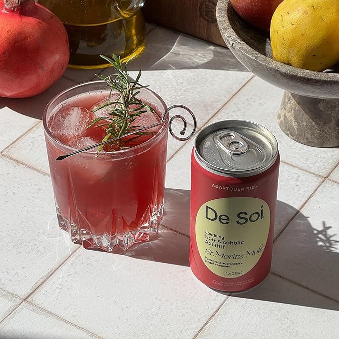 De Soi St. Moritz Mule Mocktails NA Drinks 8 fl oz (12-pack) - Adaptogen Drink, Sparkling Drink with Calming Botanicals, Mocktail Drinks, Gluten Free, No Artificial Flavors