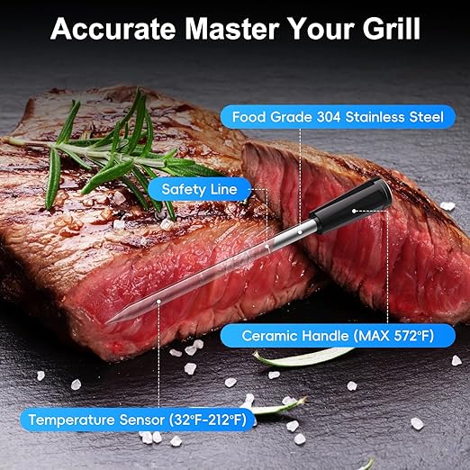Newise Wireless Bluetooth Meat Thermometer - 2 Probes & App Control, Valentines Day Birthday Gifts for Men Him, Smart Digital Thermometer for Cooking, Oven, Smoker, BBQ, Grill