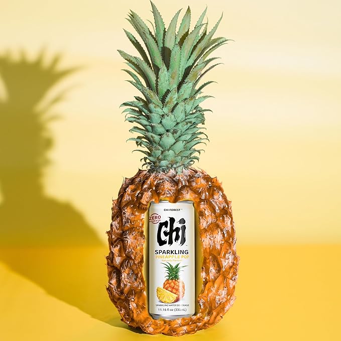 CHI FOREST Pineapple Sparkling Water Beverage, Zero Sugar Drinks, Zero Artificial Flavor, 11.16 fl oz Cans (Pack of 24)
