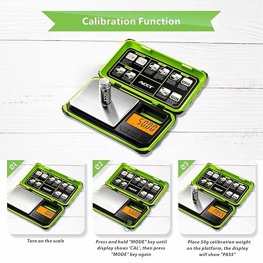ACCT Precision Pocket Scale, 200gx0.01g Jewelry gram Scale, Digital Food Scale with LCD Display, one-Click Conversion 6 Units, Mini Scale for Weed/Kitchen/Powder/herb/Coins(Battery Included)