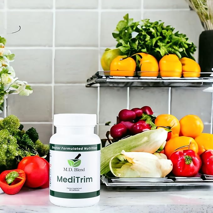 M.D. Blend M.D. MediTrim - Expert Formulated Supplement Energy, Satiety, & Physique Goals - Smooth System Balance - Green Coffee Bean, Green Tea, Apple Cider Vinegar, Hibiscus - 90 Capsules