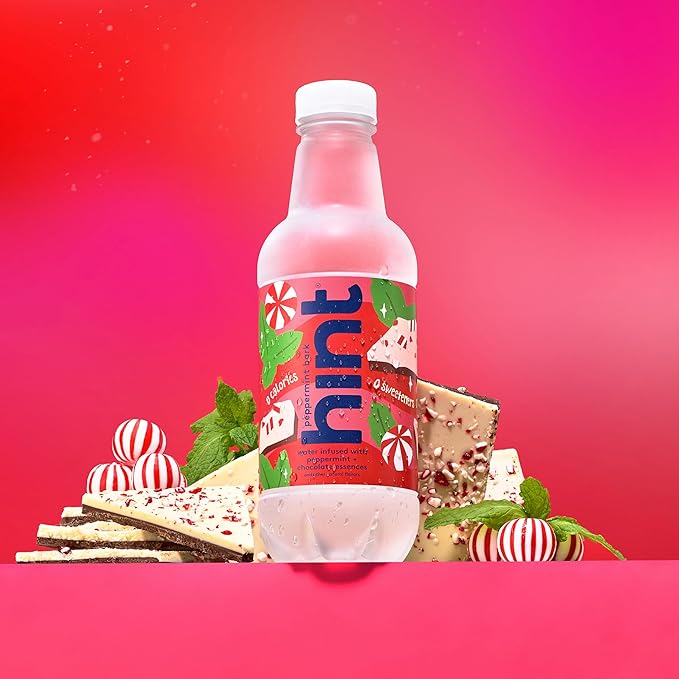 Hint Fruit-Infused Bottled Water, Peppermint Bark- Sugar Free Flavored Water with Zero Calories, Naturally Flavored, and No Artificial Sweeteners - 16 Fl Oz (Pack of 12)