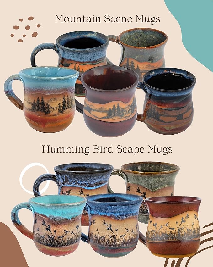 Handmade Ceramic Coffee Mug - Always Azul Mountain Scene 14oz Coffee Mug - Oven, Dishwasher, & Microwave Safe Mug - Kitchen Essentials Made in Colorado, Indian Summer