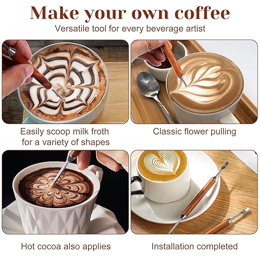 3pcs Latte Art Pen, Elegant Latte Art Tools Latte Pen and Coffee Arts Pen, for Coffee Shapes Lattes Pens