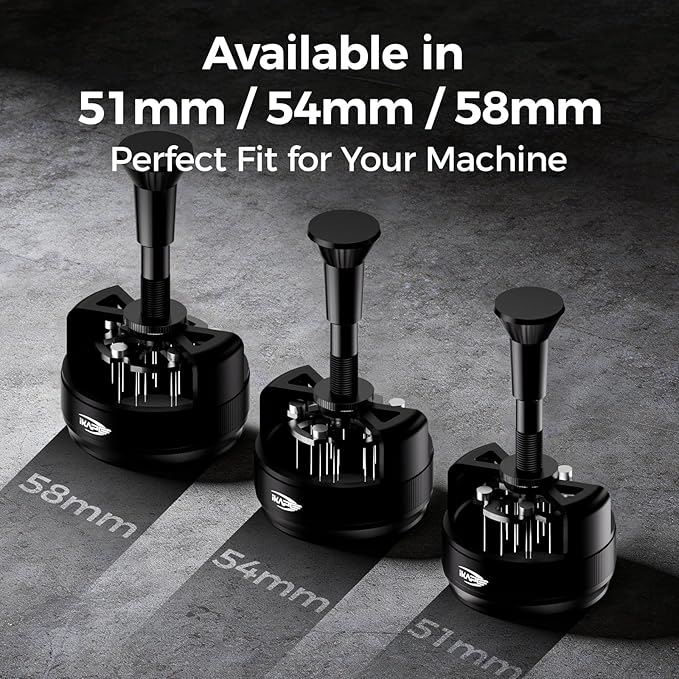 IKAPE 58MM WDT Tool for Espresso, 0.25mm 14 Needles Distribution Tool with One-Press Auto Rotation & Adjustable Depth, 10 Magnetic Base, Espresso Stirrer