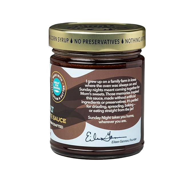 Sunday Night Sea Salt Chocolate Sauce -Luxury Chocolate Gift, Gluten-Free, Pure Clean Ingredients, No Preservatives - 10oz