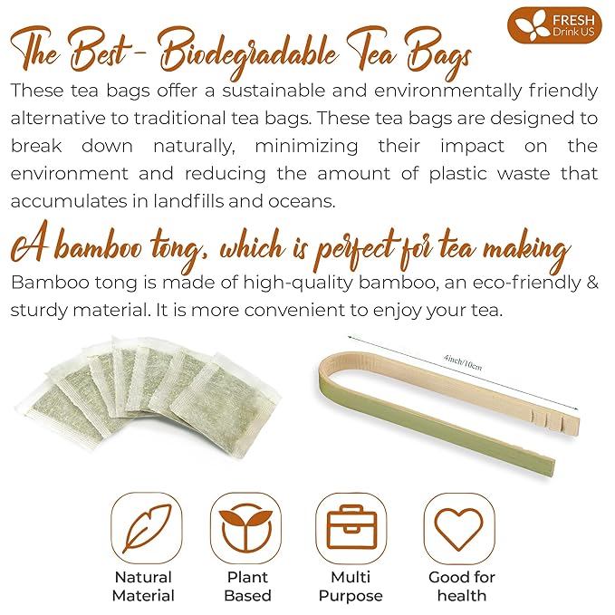 FreshDrinkUS, Premium 75 Burdock Root Tea Bags, 100% Natural & Pure from Burdock Root. Made with Natural Material Tea Bags. No Sugar, No Caffeine, No Gluten, Vegan.