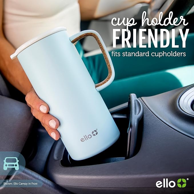 Ello Campy 18oz Stainless Steel Travel Mug with Handle and Leak Proof Lid | Vacuum Insulated Coffee Cup for Hot or Cold Drinks | Reusable, BPA Free | Gift for Coffee Lovers, Navy