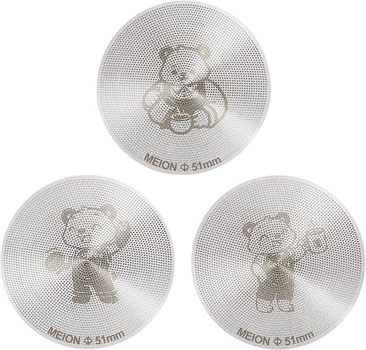 MEION 51mm Espresso Puck Screen-3 Pack 0.2mm Ultra Thin Espresso Puck, Stainless Steel Reusable Coffee Filter, Compatible with Espresso Machine 51mm Portafilter Basket
