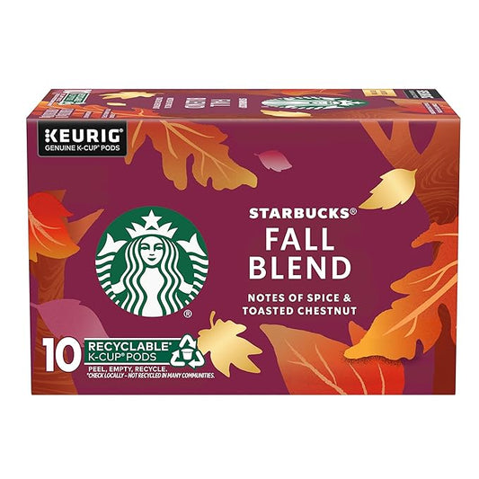 Starbucks K-Cup Coffee Pods, Fall Blend Medium Roast Coffee for Keurig Makerss, 100% Arabica, Limited Edition, 1 Box (10 Pods)