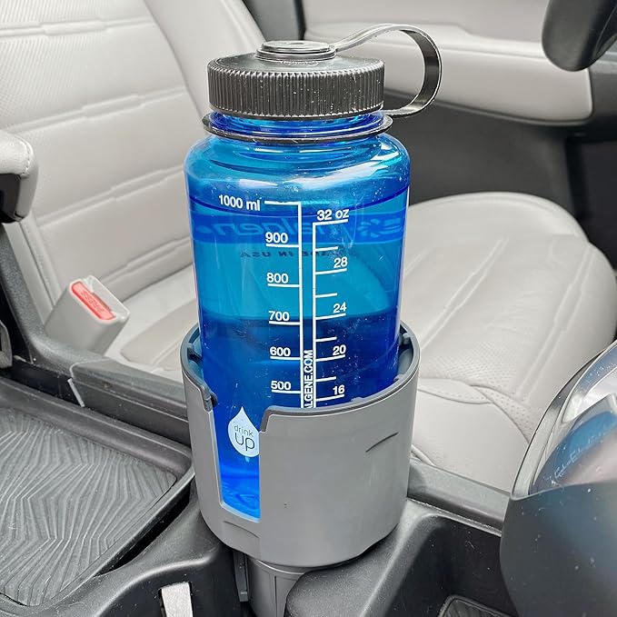 Car Cup Holder Expander Adapter for Large Water Bottles - [Patented & Upgraded] - Holds: Hydro-Flask, Yeti, Nalgene, Owala, 32-40oz - Adjustable Expandable Insert Extender - Universal (Gray)