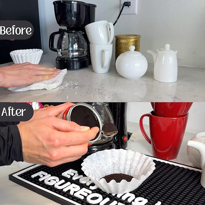 Everything is Figureoutable Sign Motivational Rubber Mat for Countertop 18×12 in, Silicone Desk Sign Style Coffee Station Mat for Countertops, Inspirational HR Office Decor and Coffee Bar Decor