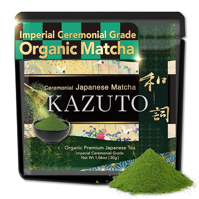 Kazuto Imperial Ceremonial Grade Matcha Green Tea Powder - Premium First Harvest Single Origin USDA Organic Gluten-Free Vegan, 100% Pure Unsweetened No Additives from Shizuoka 1.06oz