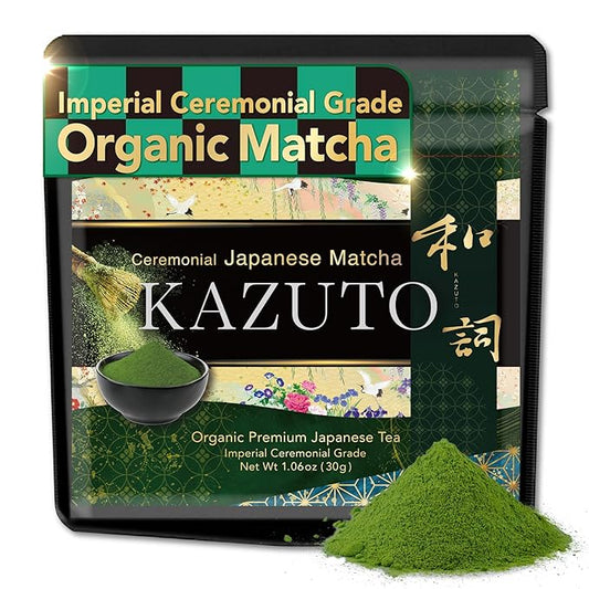 Kazuto Imperial Ceremonial Grade Matcha Green Tea Powder - Premium First Harvest Single Origin USDA Organic Gluten-Free Vegan, 100% Pure Unsweetened No Additives from Shizuoka 1.06oz