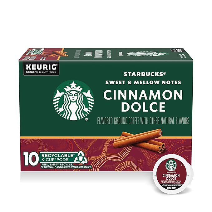Starbucks K-Cup Coffee Pods, Flavored Hot or Iced Coffee, Cinnamon Dolce, 10 Keurig Pods
