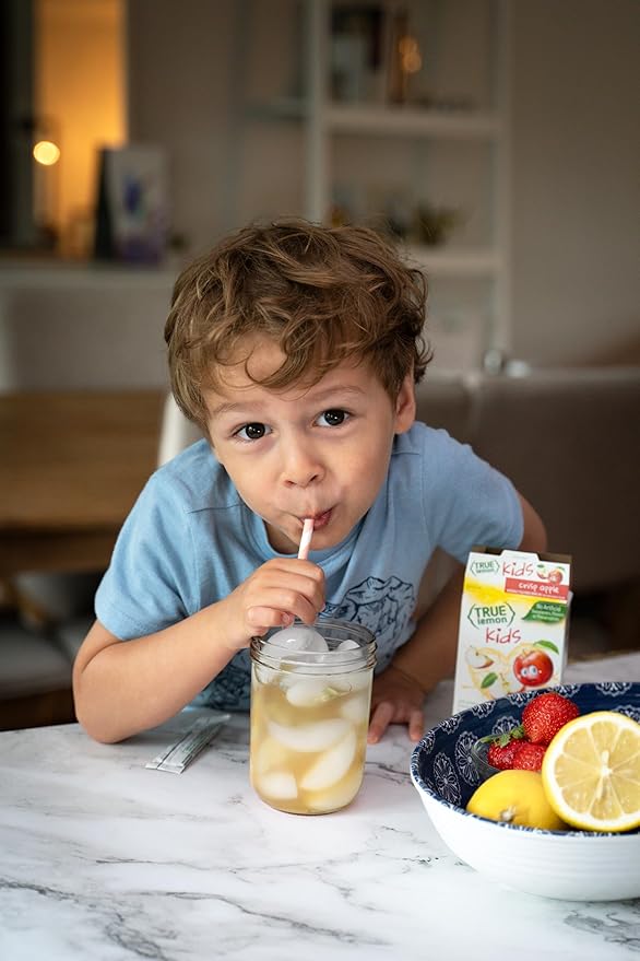 TRUE LEMON KIDS Crisp Apple (10 Packets) - Hydration, No Preservatives, No Artificial Flavors, No Sweeteners - Low Sugar Water Flavoring - Juice Powdered Drink Mix for Kids