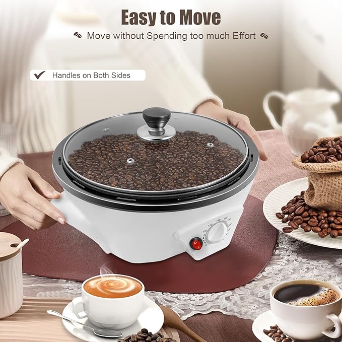 Nwkxnrt Coffee Roaster Machine & Electric Coffee Bean Roaster, 800W 110V Home Roasting Machine with 0-240℃ Adjustable Temperature and Timer, Non-stick Roasting Chamber for Home Cafe and Club Use