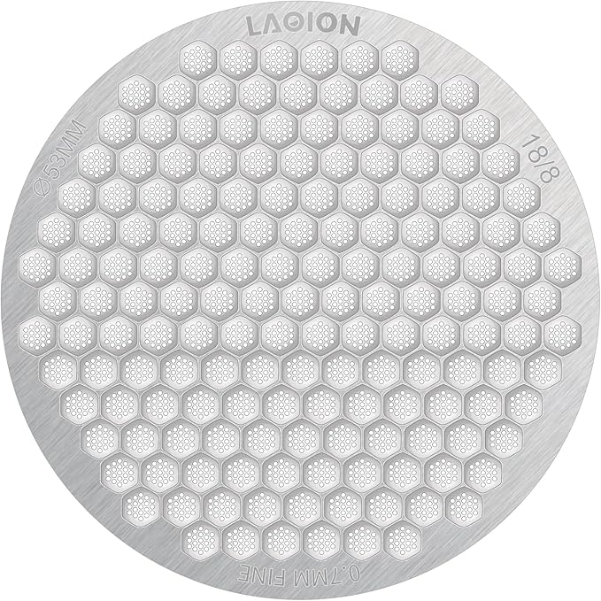 53.3mm Espresso Puck Screen, Reusable Espresso Filter Screen, 0.7 mm Thick, Espresso Distribution Tool Fits for Breville 54mm Coffee Filters, Stainless Steel Espresso Machine Accessories