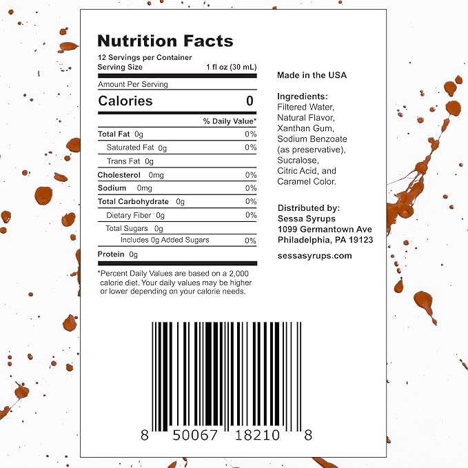 Sessa Syrups Sugar Free Hazelnut Syrup - 11.8 Fl Oz - Keto-Friendly, Zero Calorie, Gluten-Free - Natural Flavoring for Coffee, Tea, Cocktails, and More