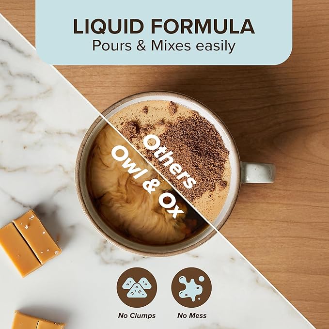 Collagen Coffee Creamer by Owl & Ox – Biotin-Infused for Healthy Hair, Skin & Nails | Keto, Dairy-Free, Sugar-Free, Gluten-Free | Liquid Salted Caramel | 30 Servings