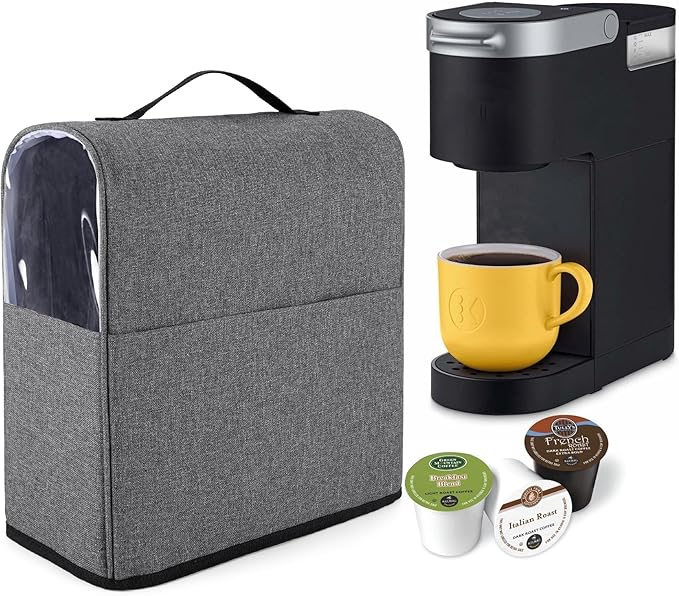 CURMIO Coffee Maker Dust Cover Compatible for Keurig K-Mini and K-Mini Plus, Coffee Making Machine Cover with Pockets for K Cup, Cover Only