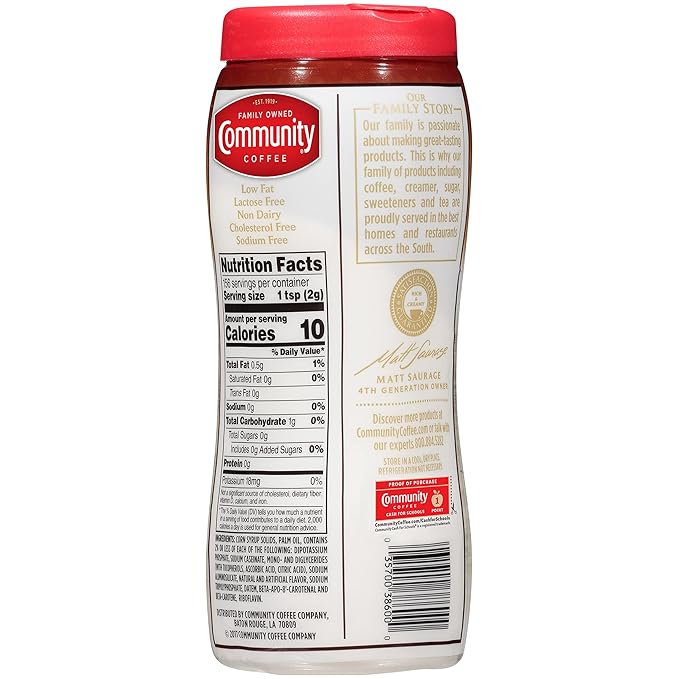 Community Coffee Lactose Free Powdered Coffee Creamer, 11 Ounce Canister (Pack of 6)