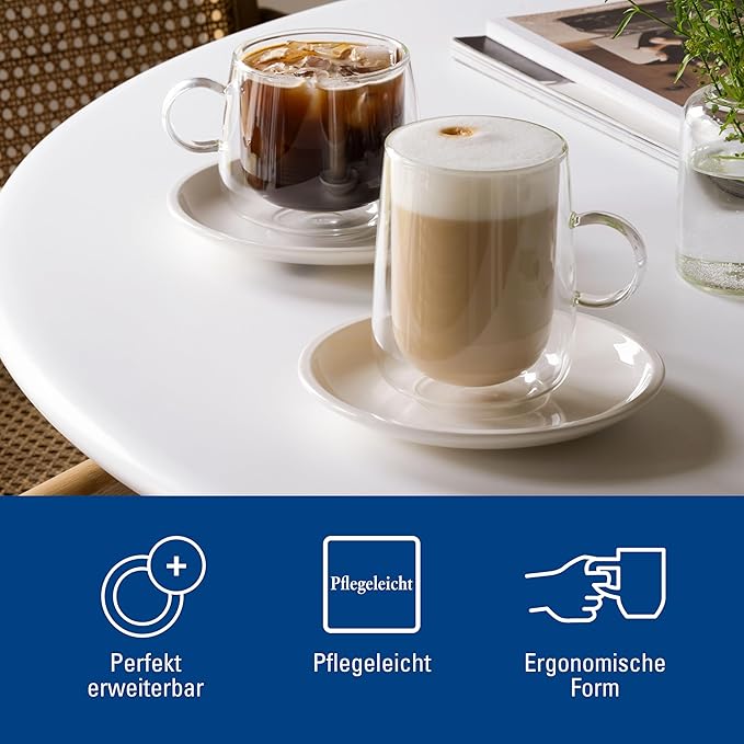 Villeroy & Boch Artesano Hot & Cold Beverages Latte Macchiato Glass Large, Set of 2 Glasses, Double-Walled Glasses for Cold and Hot Beverages, Borosilicate Glass, Dishwasher-Safe, Microwave-Safe