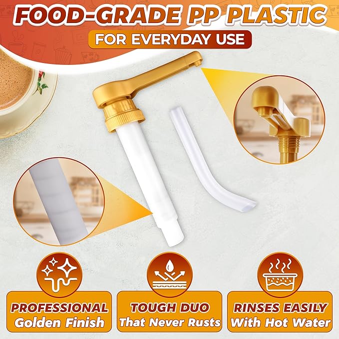 2 Pcs Sauce Pump Dispenser – Compatible with Torani, Davinci (64oz), and Ghirardelli (87-90oz) Bottles | Pump for Coffee Syrup Bottle 0.5oz Each Press – Adjustable Long Tube & Lockable Design