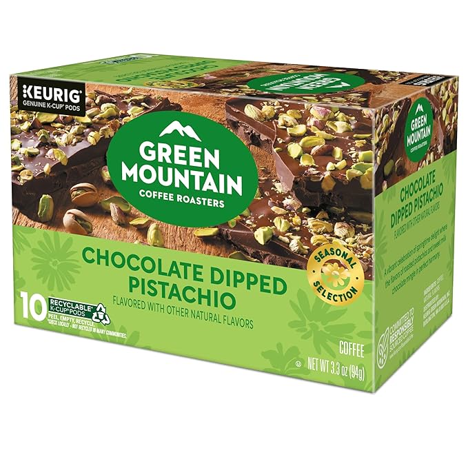 Green Mountain Coffee Roasters Chocolate Dipped Pistachio, Single-Serve Keurig K-Cup Pods, 6 Boxes of 10 (60 Count Total)