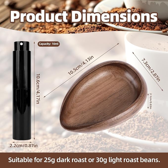 Coffee Bean Dosing Cup and Spray Bottle Set, Walnut Wood Espresso Dosing Cup with Static Spray | Holds 25g-30g Beans, Deep Design Barista Tools for Espresso Machine & Coffee Bar Station