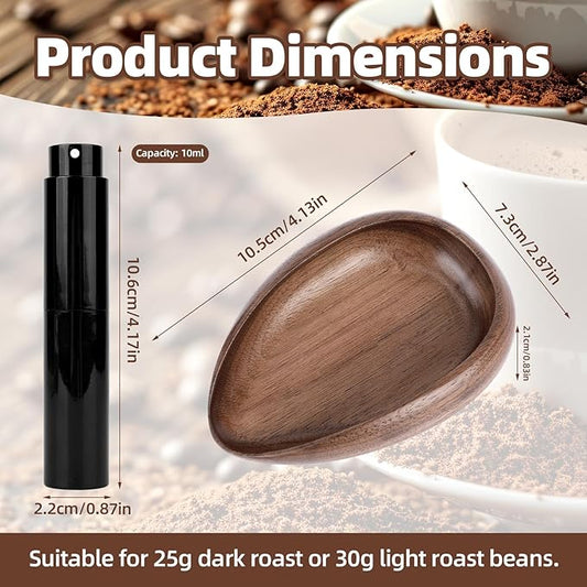 Coffee Bean Dosing Cup and Spray Bottle Set, Walnut Wood Espresso Dosing Cup with Static Spray | Holds 25g-30g Beans, Deep Design Barista Tools for Espresso Machine & Coffee Bar Station