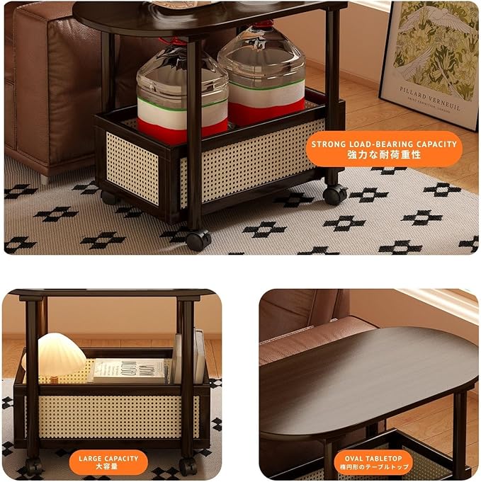 Small Coffee Bar Cart with Storage, Coffee Table Station Organizer, 2-Tier End Table for Home Buffets & Sideboards, Office Station for Kitchen, Entryway, Living Room(80x48cm(31.5x18.9in))