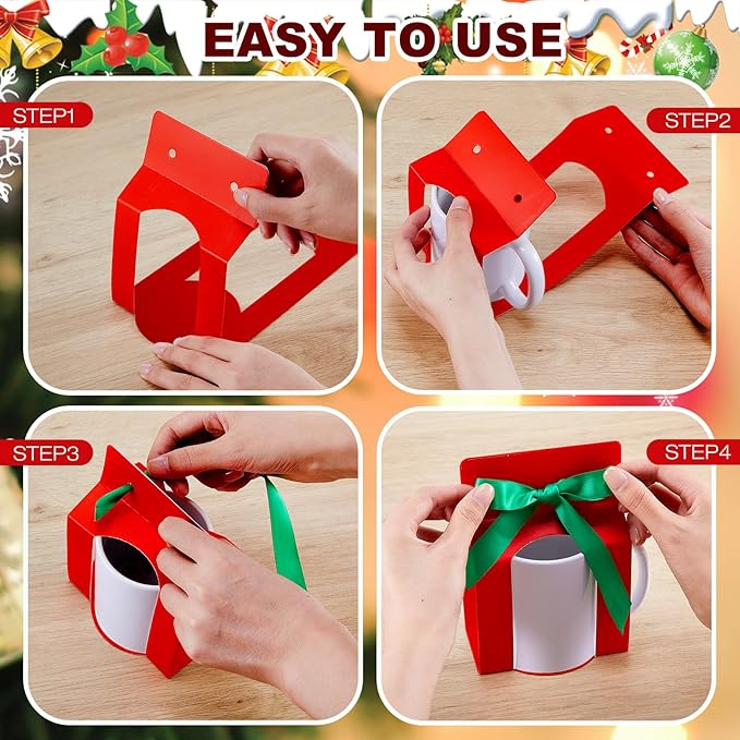 Kosiz 36 Pcs Mug Boxes Sublimation Coffee Mugs Gift Bags with Window Packaging Storage Box for Shipping Selling Wedding Valentines Gift Packaging Wrapping (for 11oz Mug,Red,Green)