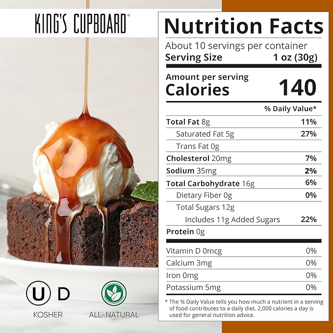King's Cupboard Pumpkin Spice Caramel Sauce - The Perfect Sauce for Ice Cream, Fruit Dip, Topping Desserts, Pumpkin Spice for Coffee - Gluten-Free, Kosher, All Natural Ingredients, Made in USA 10.4 oz
