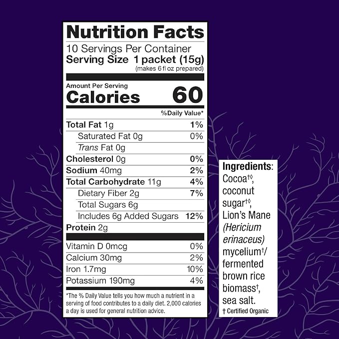 Host Defense MycoBrew Cocoa - Cocoa Drink Mix Includes Lion's Mane Mushroom Powder - Superfood Powder Drink Mix with Fair Trade Certified Chocolate - 10.6 oz (20 Servings)