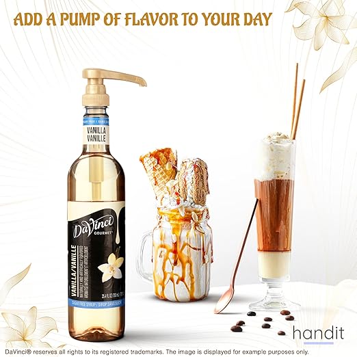 HANDIT - Gold Coffee Syrup Pumps | Fits 25.4oz/750ml Liter Torani, Skinny, Davinci and Monin Plastic 33.8oz Bottles | Does Not Fit Monin 750ml (2 Pack)